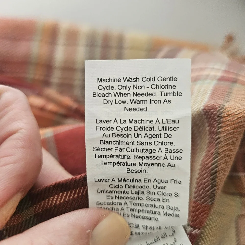 Pottery Barn Newton Plaid Napkins Set of 4 Cotton Linen Orange Fall Rustic 19x19